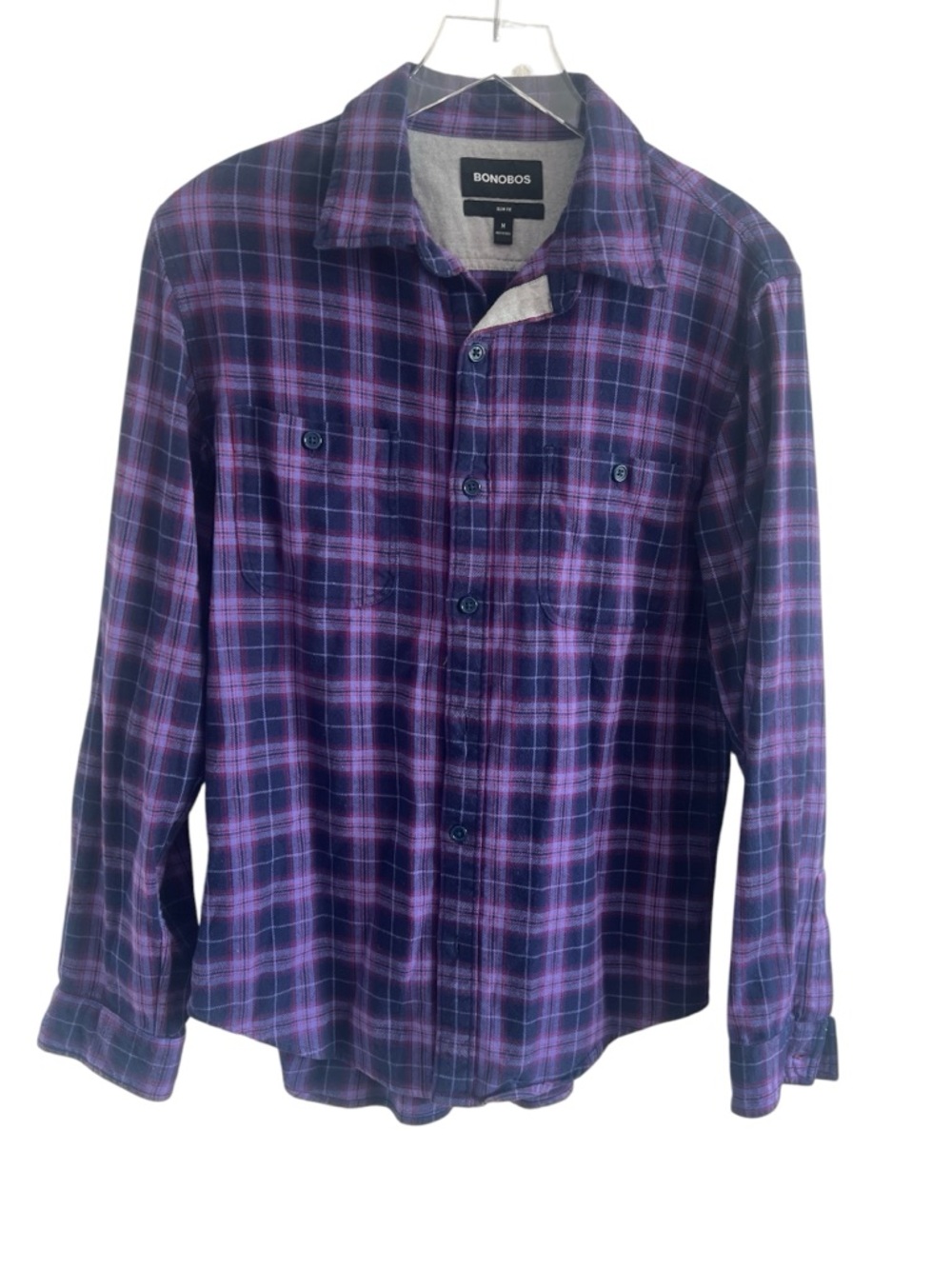 Bonobos Men’s Purple Plaid Slim Fit Button-Up Shirt